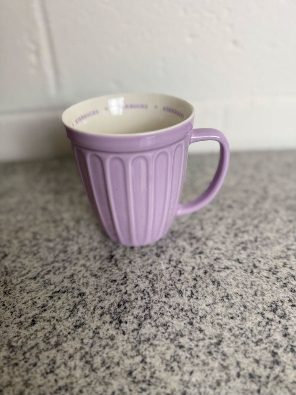 Starbucks 2006 Lavender Lilac Purple Ribbed Fluted Ceramic Mug 16 oz Vintage